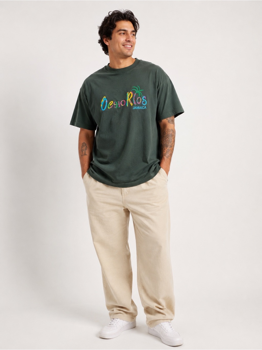 Vintage Ocho Rios Jamaica Embroidered Tourist Tee XL Single Stitch Style